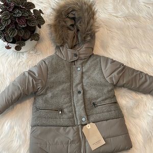 Zara BabyGirl Puffer Jacket w/Faux Fur Trim sz 18-24 mo NWT